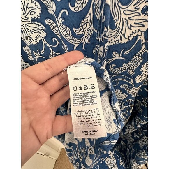 Shae by Sassafras Women's Blue/White Floral 3/4 Sleeves Tasseled Sundress. XL - Picture 10 of 10